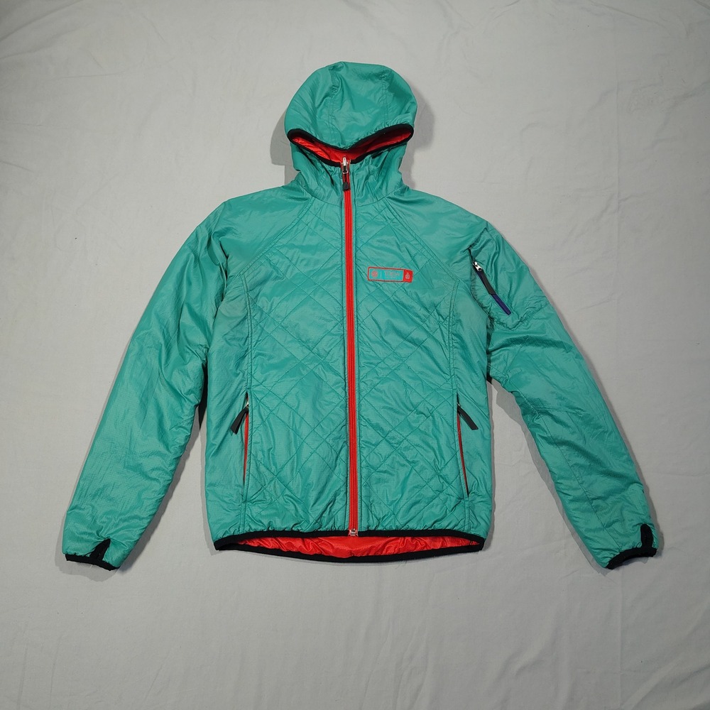 Trew Gear Jacket Womens Small Teal Reversible Polarshift Insulated Hooded Puffer